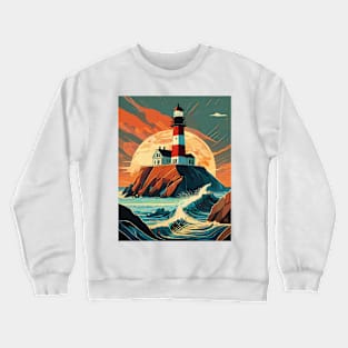 Coastal Beacon at Sunset with lighthouse Crewneck Sweatshirt